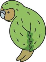 Kakapo Parrot. Vector illustration in doodle style on white background