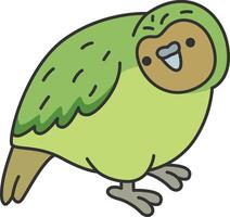 Kakapo Parrot. Vector illustration in doodle style on white background