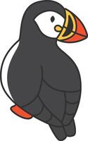 Puffin icon in flat color style. Cute animal vector illustration on white isolated background. Bird bird animal business concept.