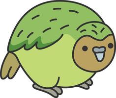 Kakapo Parrot. Vector illustration in doodle style on white background