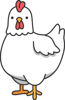 chicken doodle icon on white background for your web design