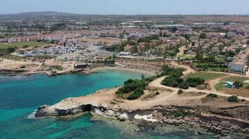 Cyprus coast with cliffs aerial view video