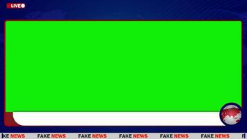 Fake news lower third with animated earth big green screen display 4k animation video