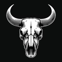 Dark Art Skull Beast Bull Head Black and White Illustration vector