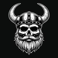 Vikings Skull Head Dark Art Style illustration vector