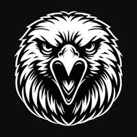 Dark Art Angry Beast Eagle Head Black and White Illustration vector