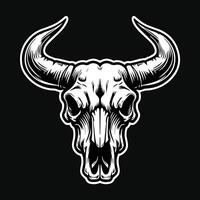 oscuro Arte cráneo bestia toro cabeza negro y blanco ilustración vector