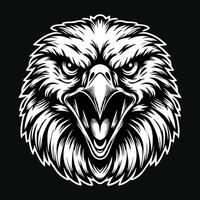 Dark Art Angry Beast Eagle Head Black and White Illustration vector