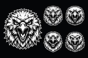 Dark Art Angry Beast Eagle Head Black and White Illustration vector