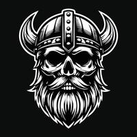 Vikings Skull Head Dark Art Style illustration vector