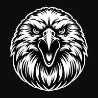 Dark Art Angry Beast Eagle Head Black and White Illustration vector