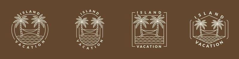 illustration of island and hammock monoline or line art style vector