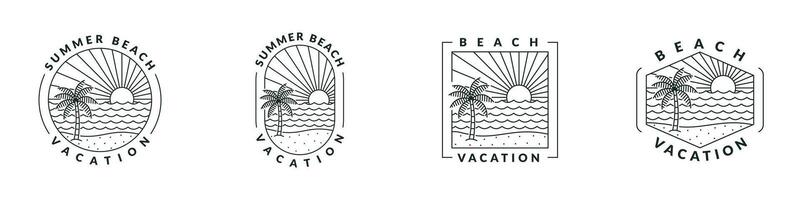 illustration of beach monoline or line art style vector