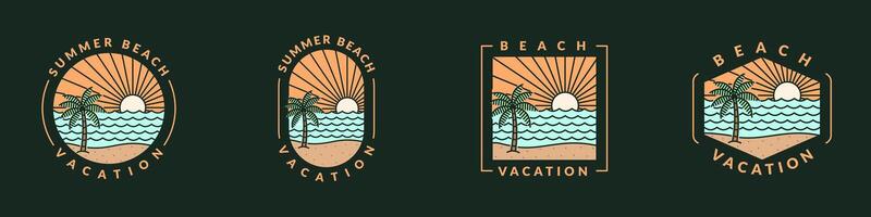illustration of beach monoline or line art style vector