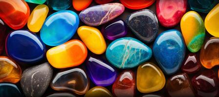 ai generado vistoso rocas en el medio de vaso rocas foto