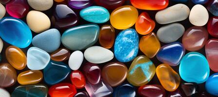 AI generated many colorful stones are arranged in a pile photo