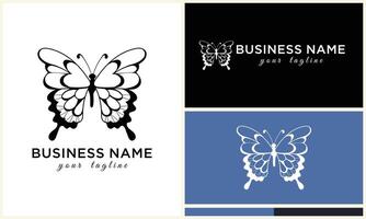 line art butterfly logo template vector