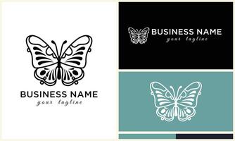 line art butterfly logo template vector