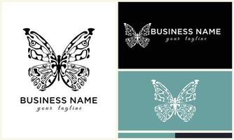 line art butterfly logo template vector