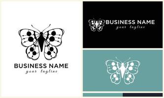 line art butterfly logo template vector