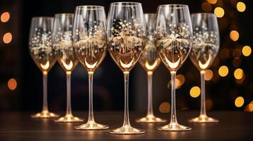 AI generated Decorative Wine Glasses, Christmas, Holiday Ambiance photo