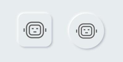 Robot line icon in neomorphic design style. Artificial intelligence signs vector illustration.