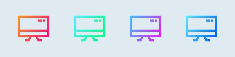 Display line icon in gradient colors. Screen device signs vector illustration.