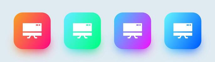 Display solid icon in square gradient colors. Screen device signs vector illustration.