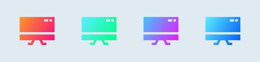 Display solid icon in gradient colors. Screen device signs vector illustration.