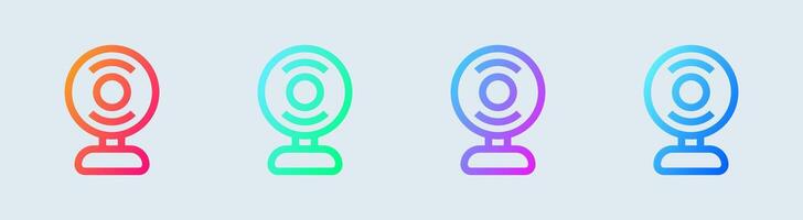 Cctv line icon in gradient colors. Security signs vector illustration.