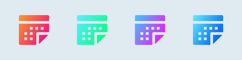 Calendar solid icon in gradient colors. Event signs vector illustration.