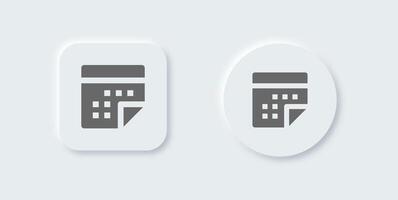 Calendar solid icon in neomorphic design style. Event signs vector illustration.