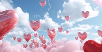 AI generated thousands of heartshaped balloons go up in the clouds photo