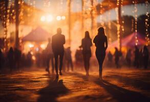 AI generated people at a festival walk around in a blur photo