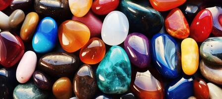 AI generated colorful stone stones placed on a flat surface photo