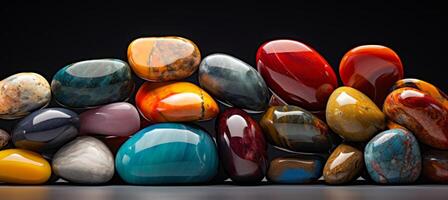 AI generated numerous colored stones are arranged in a pile photo