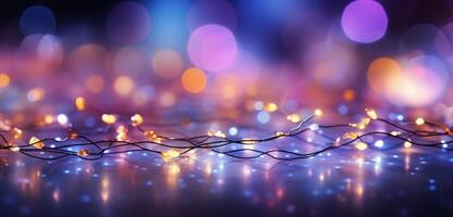 AI generated lights string background photo