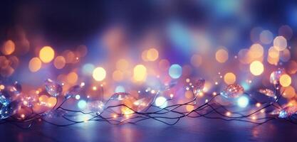 AI generated lights string background photo