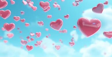 AI generated pink hearts flying in the air photo