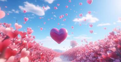 AI generated with some hearts floating in the air photo