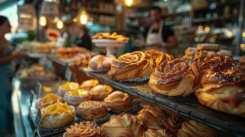 AI generated people choosing pastries and bread photo