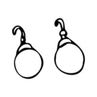 Hand drawn pearl earrings doodle vector illustration. Can used for beauty banner for jewellery business.