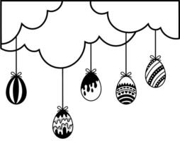 Easter Eggs Border Line Art vector