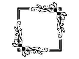 Hand Drawn Flower Frame Line Art vector