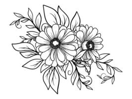 Hand Drawn Flower Line Art Illustration vector