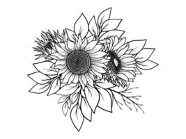 Hand Drawn Flower Line Art Illustration vector