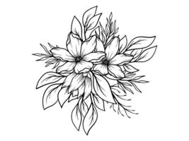 Flower Line Art Bouquet Arrangement vector