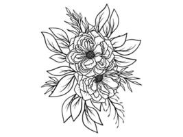 Bouquet Flower Line Art Illustration vector