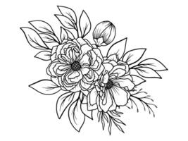 Flower Line Art Bouquet Arrangement vector