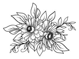 Bouquet Flower Line Art Illustration vector